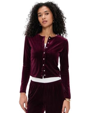 Le Bos Eloise Velvet Cardigan - Red