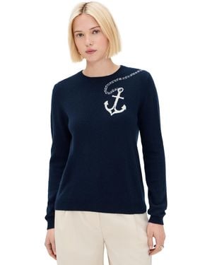 Jumper 1234 Cashmere Anchor Crew Sweater - Blue