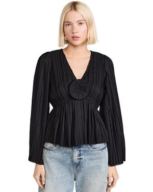 Sea Nomi Solid Rosette Top - Black