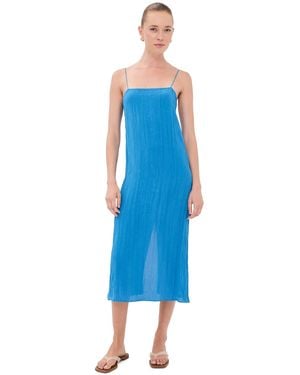 Tibi The Crinkle Slip Dress - Blue