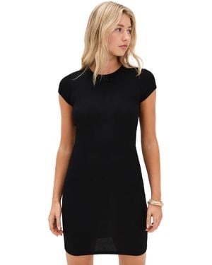 Enza Costa Silk Rib Cap Sleeve Mini Dress - Black