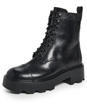 Tory Burch T Monogram Lug Ankle Boots 65Mm - Black
