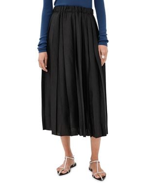 Tibi Feather Weight Pleated Pull On Skirt - Black