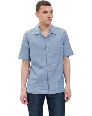 Naked & Famous Dobby Patchwork Aloha Shirt - Blue