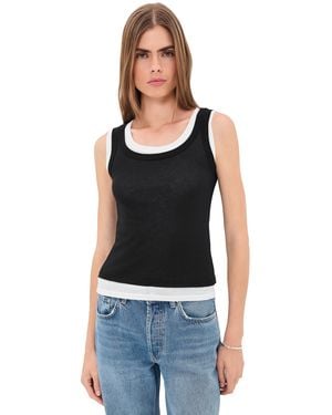 Enza Costa Tissue Jersey Layered Tanks - Black