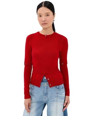 ROKH Detachable Sleeve Cardigan And Tank Top - Red