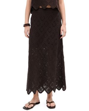 Le Bos Ora Crochet Midi Skirt - Black