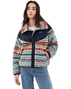 Polo Ralph Lauren Jacquard Knit Funnel Neck Jacket - Blue