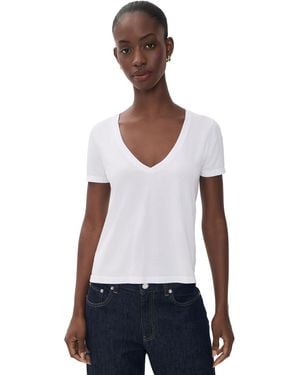 L'Agence Brianna V Neck Tee - White