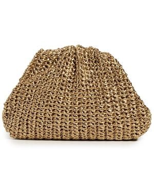 Maria La Rosa Mini Game Crochet Solid Clutch - Natural
