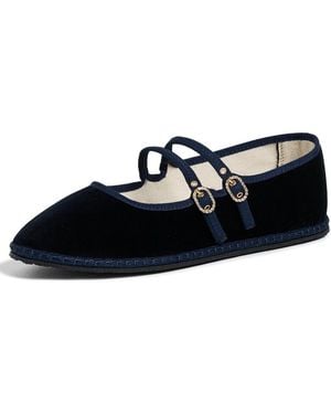 Vibi Venezia Audrey Velvet Flats - Black