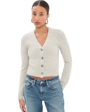 Brandon Maxwell Sloane Silk Cashmere Cardigan Sweater - White