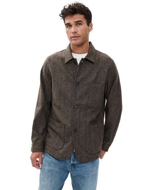 Portuguese Flannel Labura Wool Herringbone Jacket - Black