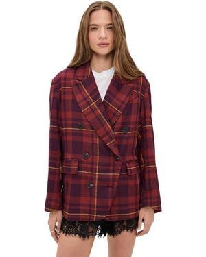 Free People Dean Double Breasted Blazer - Red