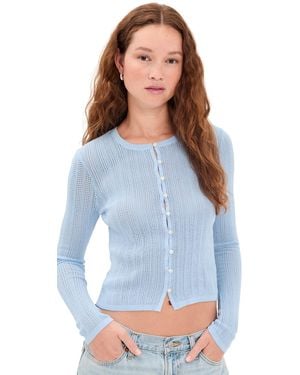 GOOD AMERICAN The Open Knit Cardigan - Blue