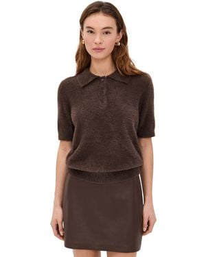 Le Bos Fuzzy Short Sleeve Polo - Brown