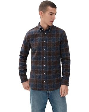 Gitman Vintage Cotton Tweed Check Shirt - Black
