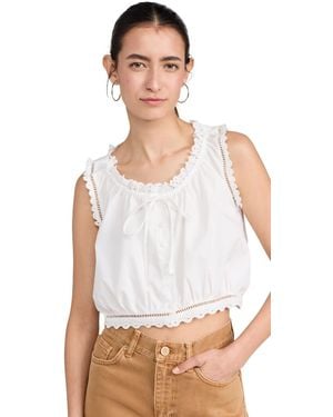 Le Jean Eyelet Cami Top - White