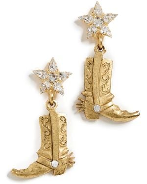 Elizabeth Cole These Boots Were Made For Walking Earrings - White