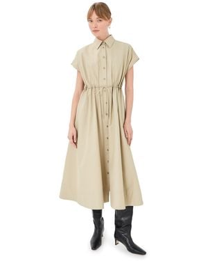 Brandon Maxwell The Blake Short Sleeve Shirt Dress With Eyelet Waist - Natural