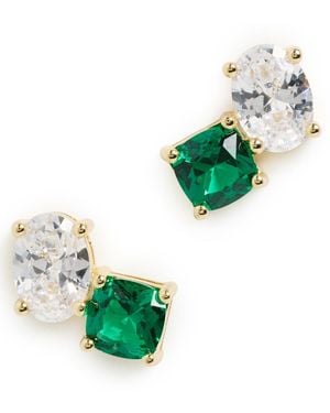 By Adina Eden Colored Cz Pear X Emerald Stud Earrings - Green