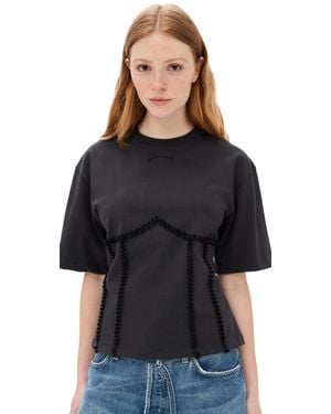 Ganni Heavy Cotton Tie Back Waisted T-Shirt - Black