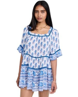 Playa Lucila Drop Waist Border Print Dress - Blue