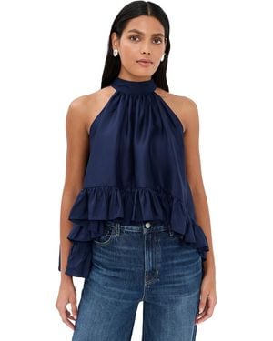 Azeeza Plath Silk Top - Blue