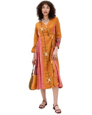 Guadalupe Fatima Wrap Dress - Orange