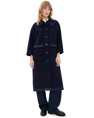 The Tiny Big Sister Frills Long Coat - Blue