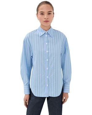 BITE STUDIOS Vera Striped Organic Cotton Poplin Shirt - Blue
