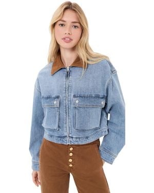 GOOD AMERICAN The Denim Swing Cropped Jacket - Blue