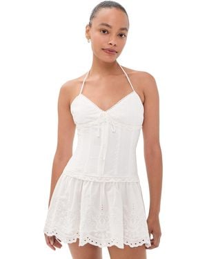 GUIZIO Marini Eyelet Mini Dress - White