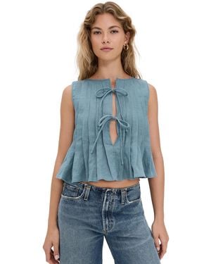 Vrg Grl Valeria Linen Top - Blue