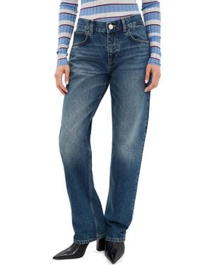 Brandon Maxwell The Beau Classic Buckle Jeans - Blue