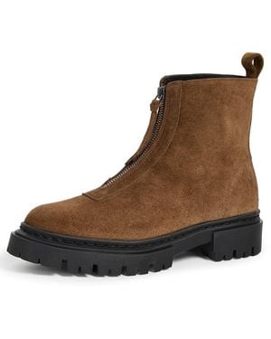 STAUD Miles Suede Zip Ankle Boots - White