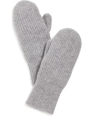 White + Warren Cashmere Ribbed Mittens - Grey