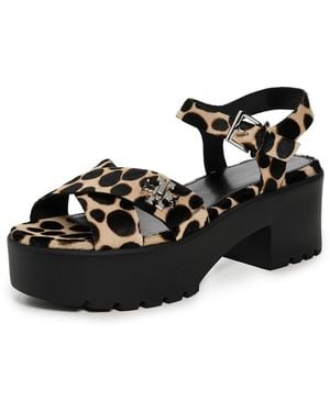 Tory Burch T Lock Lug Heeled Sandals - Black