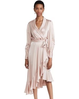 Zimmermann Silk Wrap Midi Dress - Pink