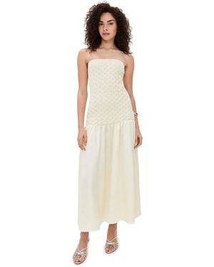 Arianne Elmy Strapless Smocked Parlour Dress - White