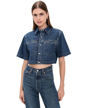 RE/DONE Oversized Crop Shirt - Blue