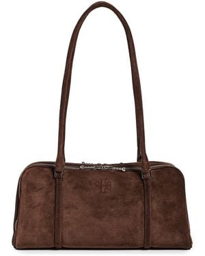Tory Burch Marshmallow Suede Small Satchel - Brown