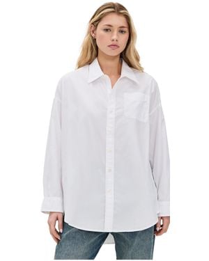 R13 Drop Neck Oxford Shirt - White
