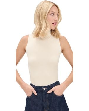 Commando Prima Ballet Sleeveless Mock Neck Thong Bodysuit - White