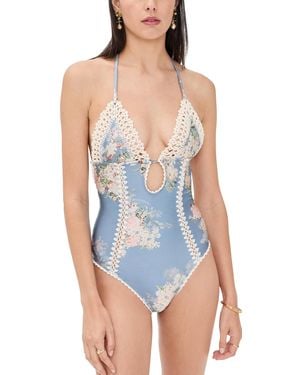 Zimmermann Cascadian Keyhole Crochet One Piece - Blue