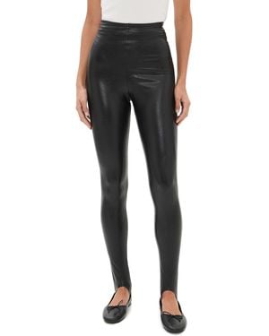 Commando Faux Leather Stirrup Leggings - Black