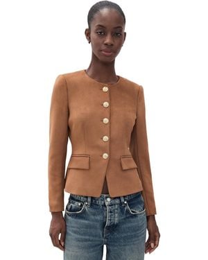 Generation Love Flynn Faux Suede Collarless Jacket - Blue