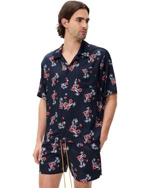 Rhude Turbo Floral Button Down Shirt - Blue