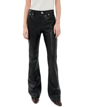 Rag & Bone Kinsley Faux Leather Low-Rise Full Length Bootcut Pants - Black