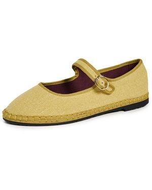 Flabelus Zuihitsu Linen Mary Janes - Yellow